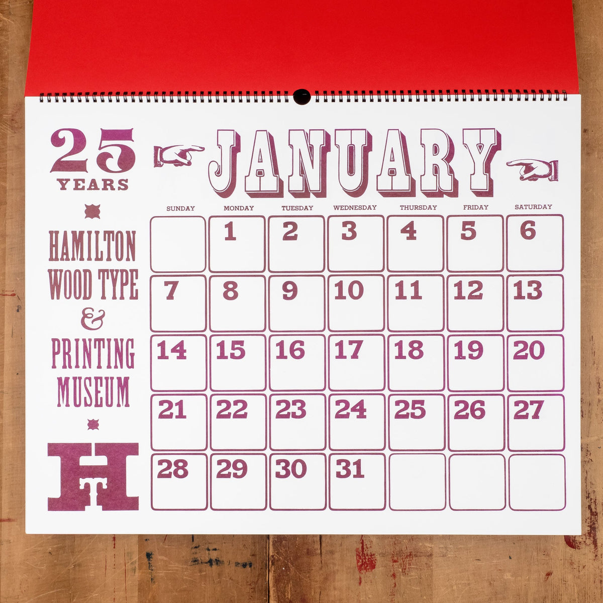 Letterpress Printed Hamilton Silver Anniversary Calendar Hamilton
