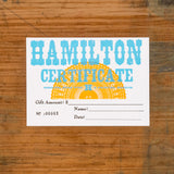 Hamilton Gift Certificate - Letterpress Printed