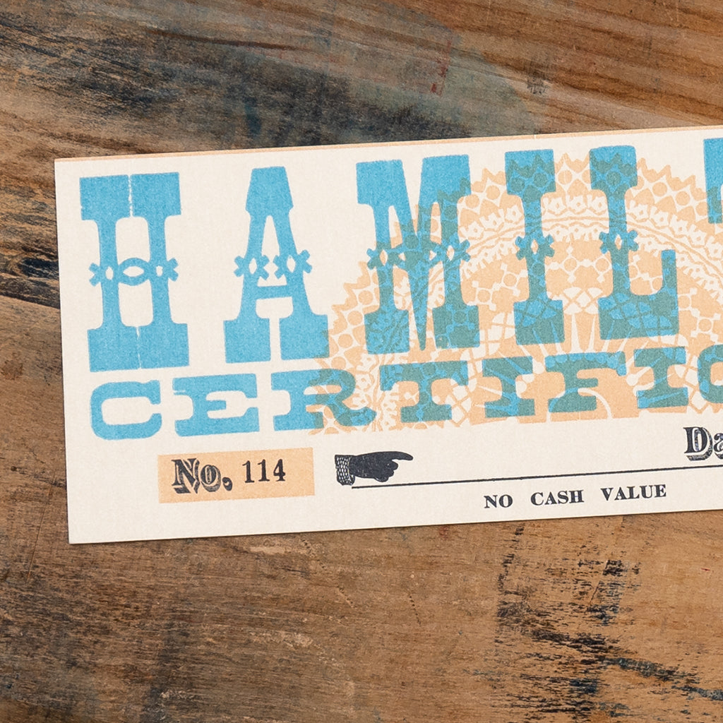 Hamilton Gift Certificate - Letterpress Printed – Hamilton Wood Type Museum