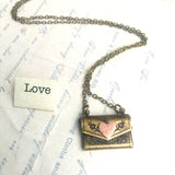 Envelope Locket Necklace LOVE Letter Secret Message 17"