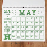 Letterpress Printed Hamilton Silver Anniversary Calendar