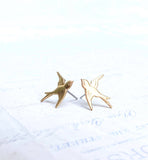 Red Truck Designs - Gold Bird Stud Earrings Bird Earrings Flying Sparrow