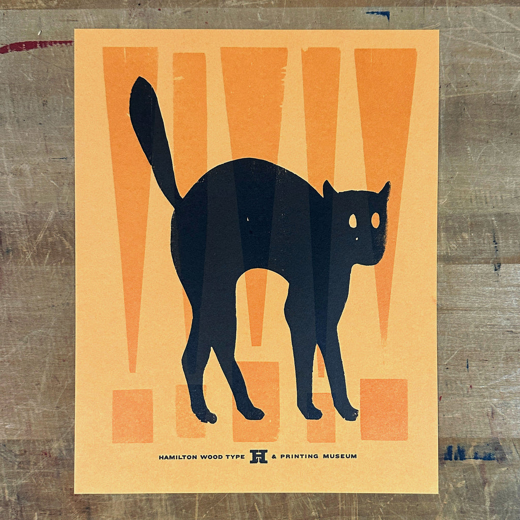 Original Print: Spooky Black Cat – Hamilton Wood Type Museum