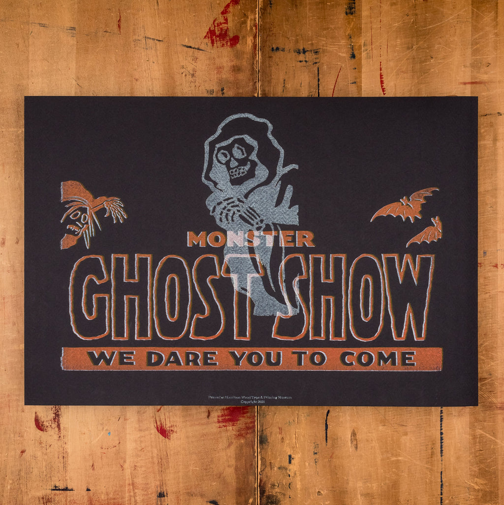 Historic Restrike: Monster Ghost Show Poster – Hamilton Wood Type