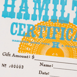 Hamilton Letterpress-Printed Gift Certificate