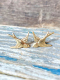 Red Truck Designs - Gold Bird Stud Earrings Bird Earrings Flying Sparrow