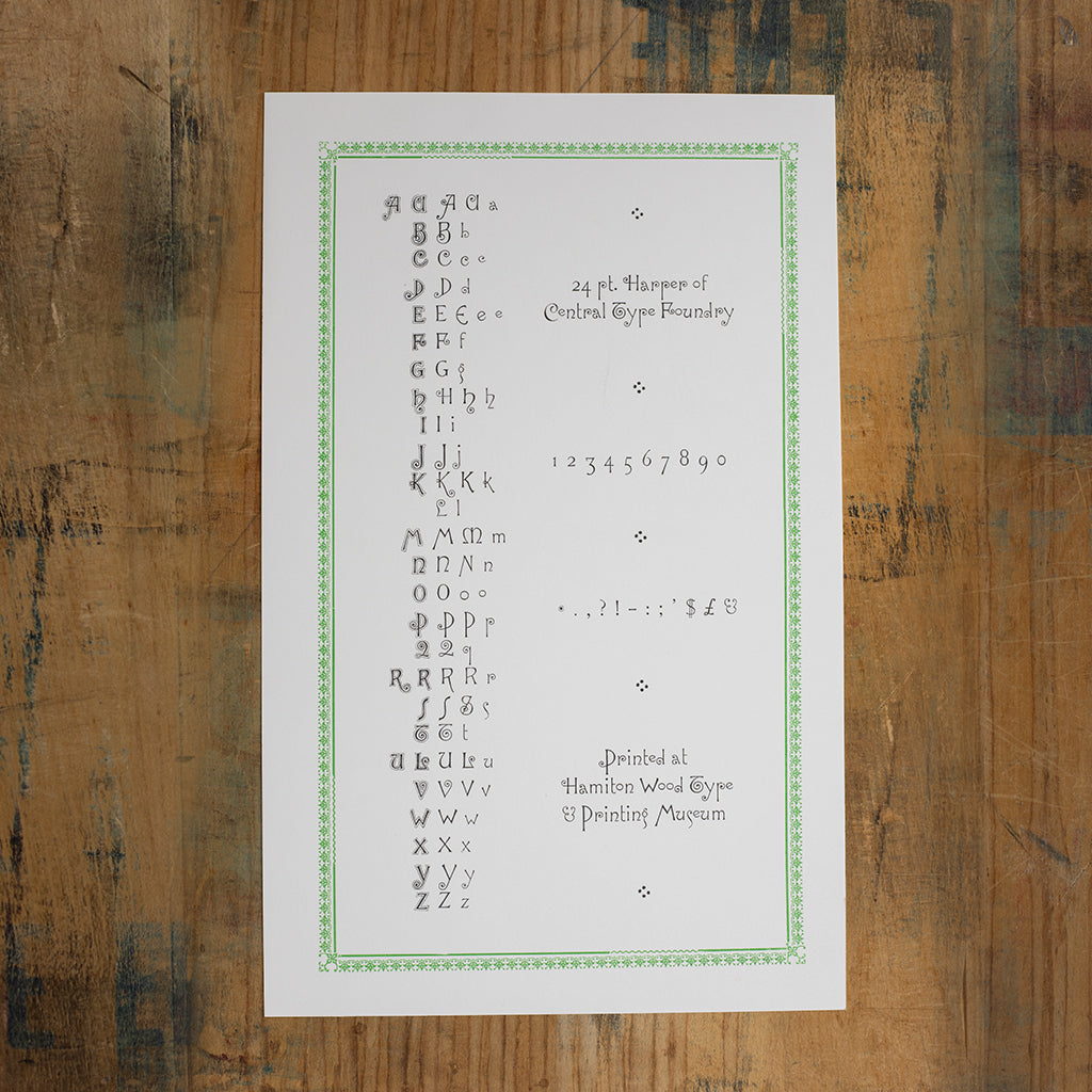 Type Specimen: 24 Pt. Harper of Central Type Foundry – Hamilton Wood ...